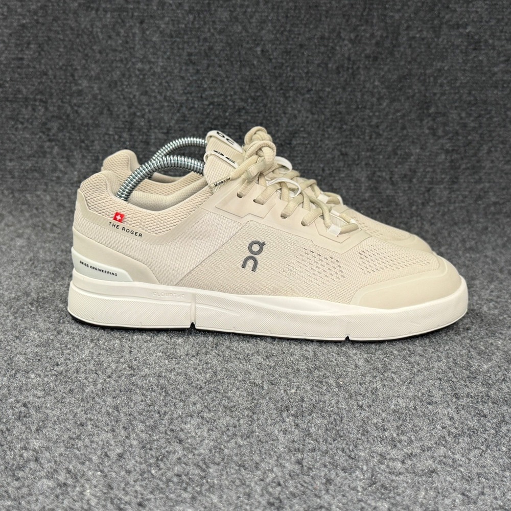 On Running THE ROGER Spin Tennis Sneakers Men's 7.5 Beige Athletic Low Lace Shoe